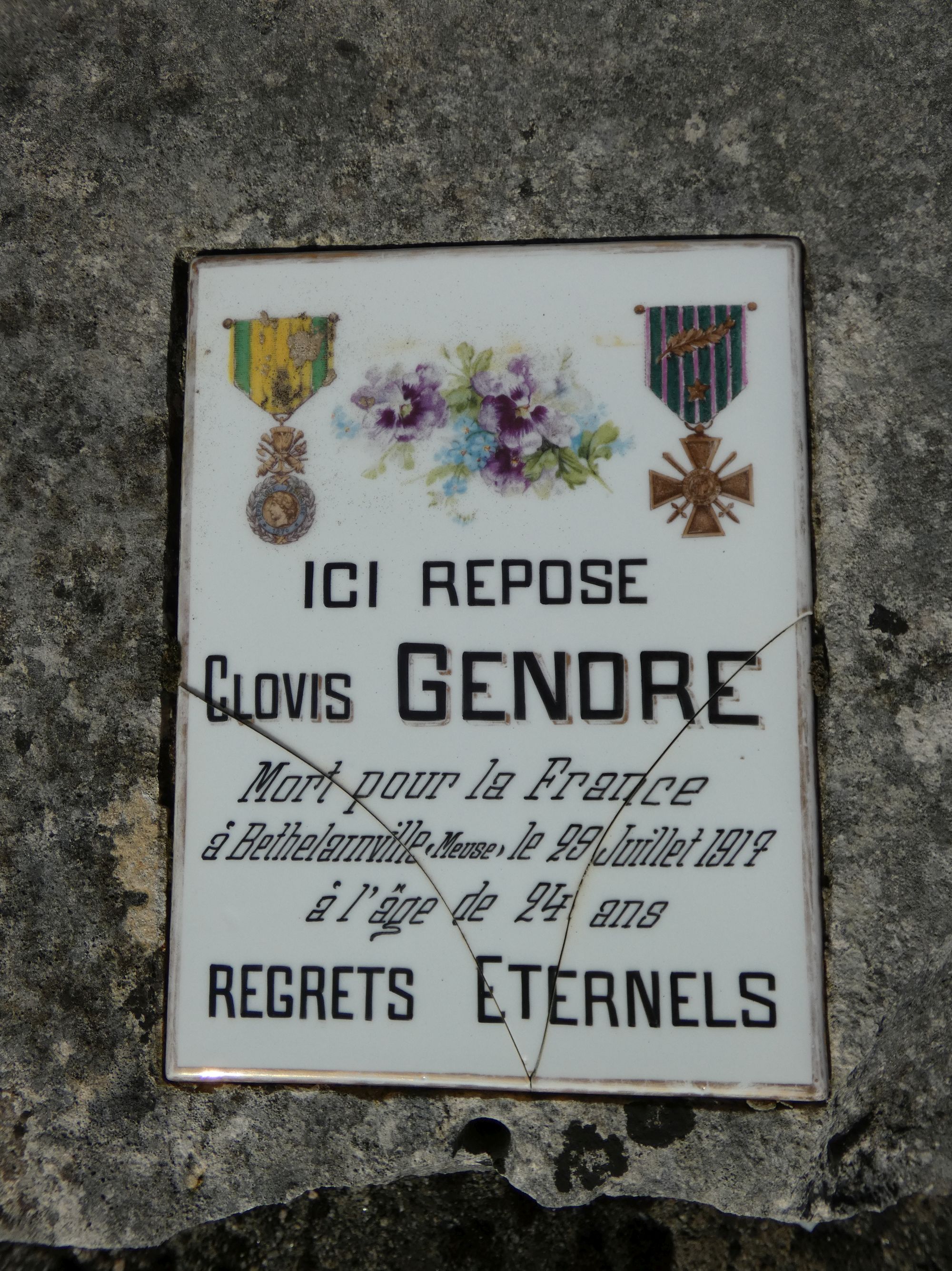 Tombeau de Clovis Gendre, soldat de la guerre 1914-1918