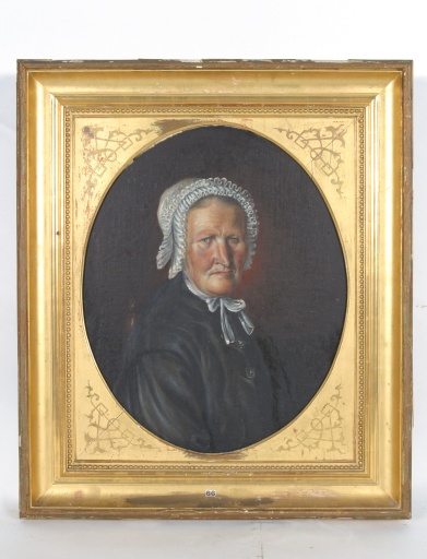 Tableau : portrait de paysanne à la coiffe mayennaise - Collection Robert-Glétron