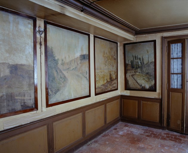 Ensemble de 10 tableaux : paysages des alentours de Sainte-Suzanne - Auberge de la Boule d'Or, 3 place de l'église, Saint-Jean-sur-Erve