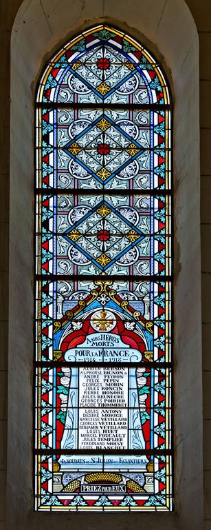 Ensemble de 8 verrières commémoratives de la guerre 1914-1918 - Église paroissiale Saint-Julien, Saint-Julien-des-Eglantiers, Pré-en-Pail