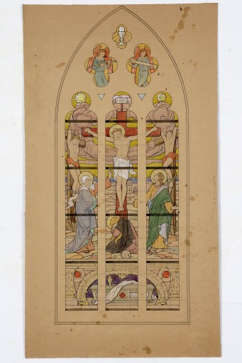 Ensemble de 7 verrières historiées : vie du Christ (baies 5, 6, 9, 10, 11, 12 et baie occidentale) - Église paroissiale Saint-Gervais-Saint-Protais, Quelaines-Saint-Gault