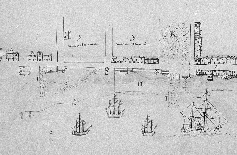 Plan figuré de Paimboeuf, 1749, extrait.