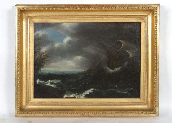 Tableau : bateaux dans la tempête - Collection Robert-Glétron