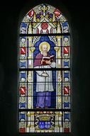Ensemble de 2 verrières à personnages : saint François de Sales, saint Louis, monument aux morts (baies 5 et 6) - Église paroissiale Saint-Pierre, Bouchamps-les-Craon