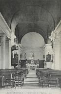 Vue intérieure de la nef, en direction du choeur, vers 1900.