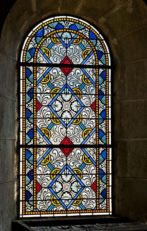 Ensemble de 10 verrières décoratives (baies 5 à 14) - Église paroissiale Saint-Martin, Joué-en-Charnie