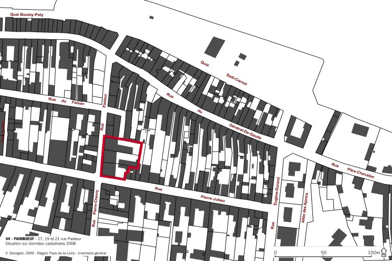 Maisons, 17, 19, 21 rue Pasteur ; 44 rue Pierre-Jubau, Paimbœuf