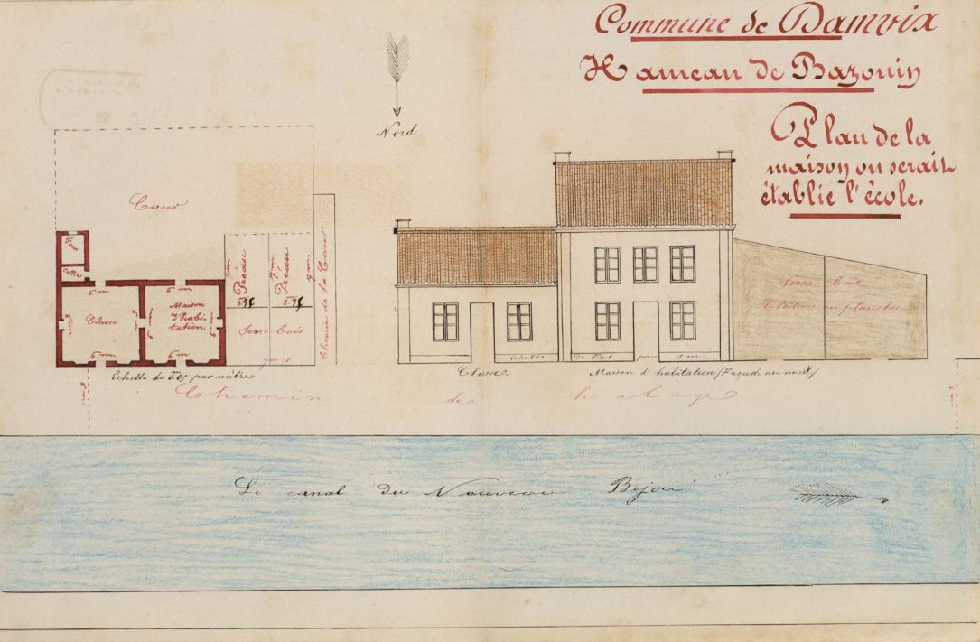 Ecole primaire publique de Bazoin, actuellement maisons, 2 et 4 Bazoin