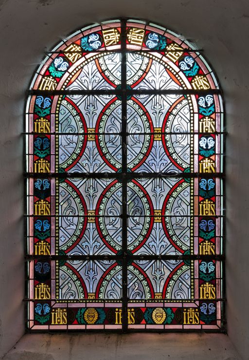 Ensemble de 2 verrières décoratives (baies 3 et 4) - Église paroissiale Notre-Dame-de-la-Visitation, Longuefuye