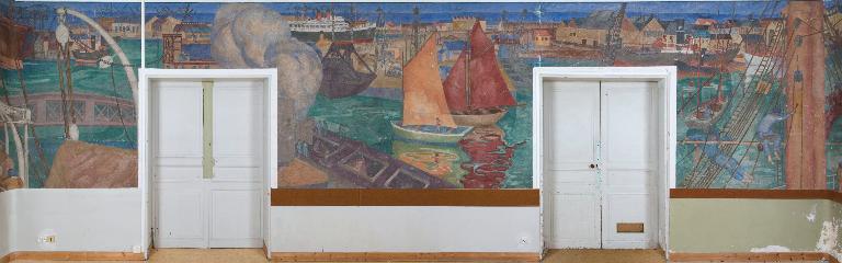 Peinture monumentale de l'ancienne école Jean-Jaurès, à Saint-Nazaire : Les ports de Saint-Nazaire