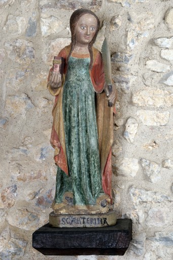 Statue : sainte martyre dite sainte Catherine d'Alexandrie - Chapelle Saint-Pierre, Saulges
