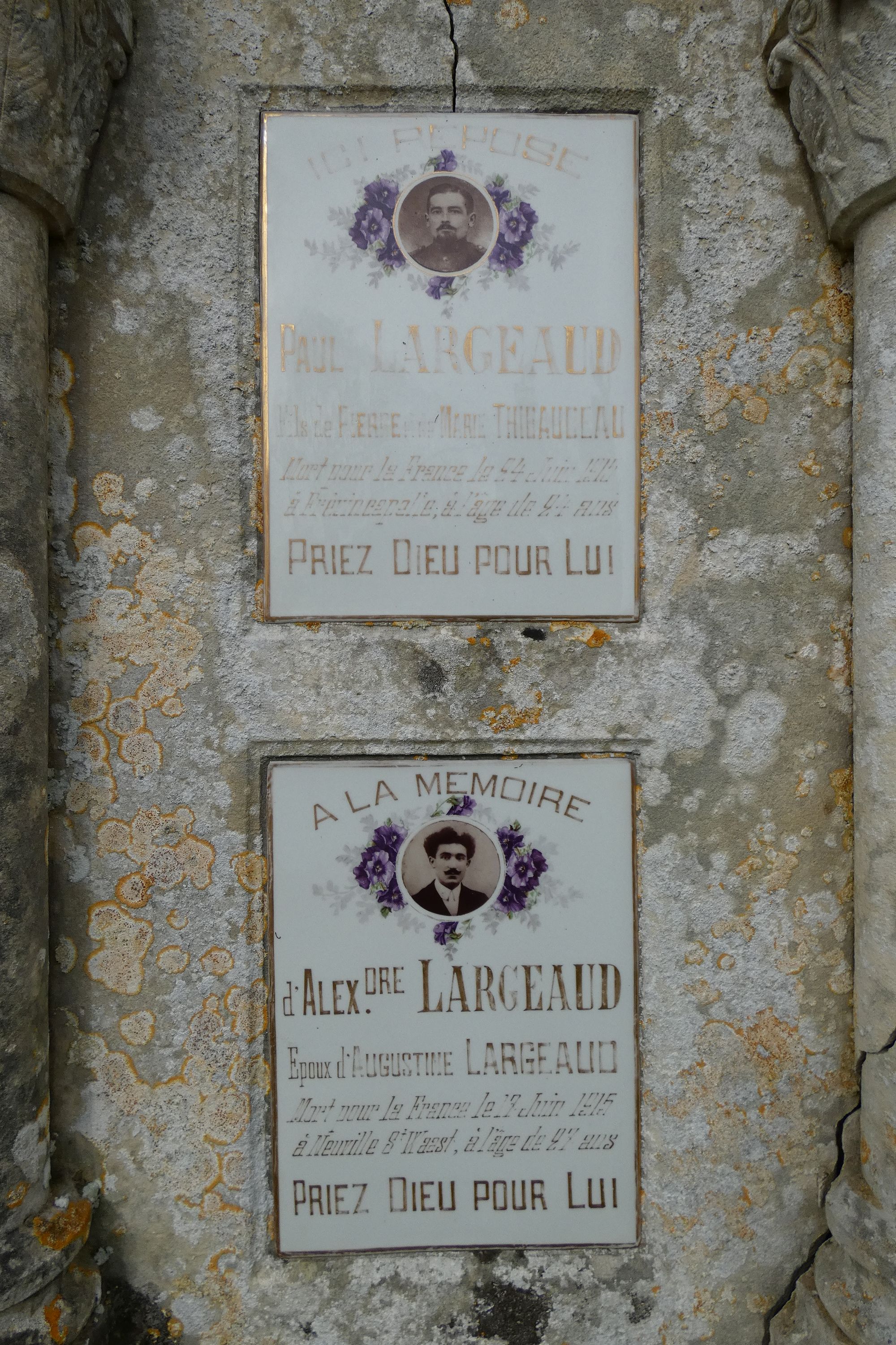 Tombeau de Paul et Alexandre Largeaud, soldats de la guerre 1914-1918