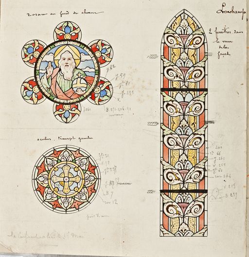 Verrière figurée : Dieu le Père (baie 100) - Église paroissiale Saint-Crespin-et-Crespinien, Larchamp