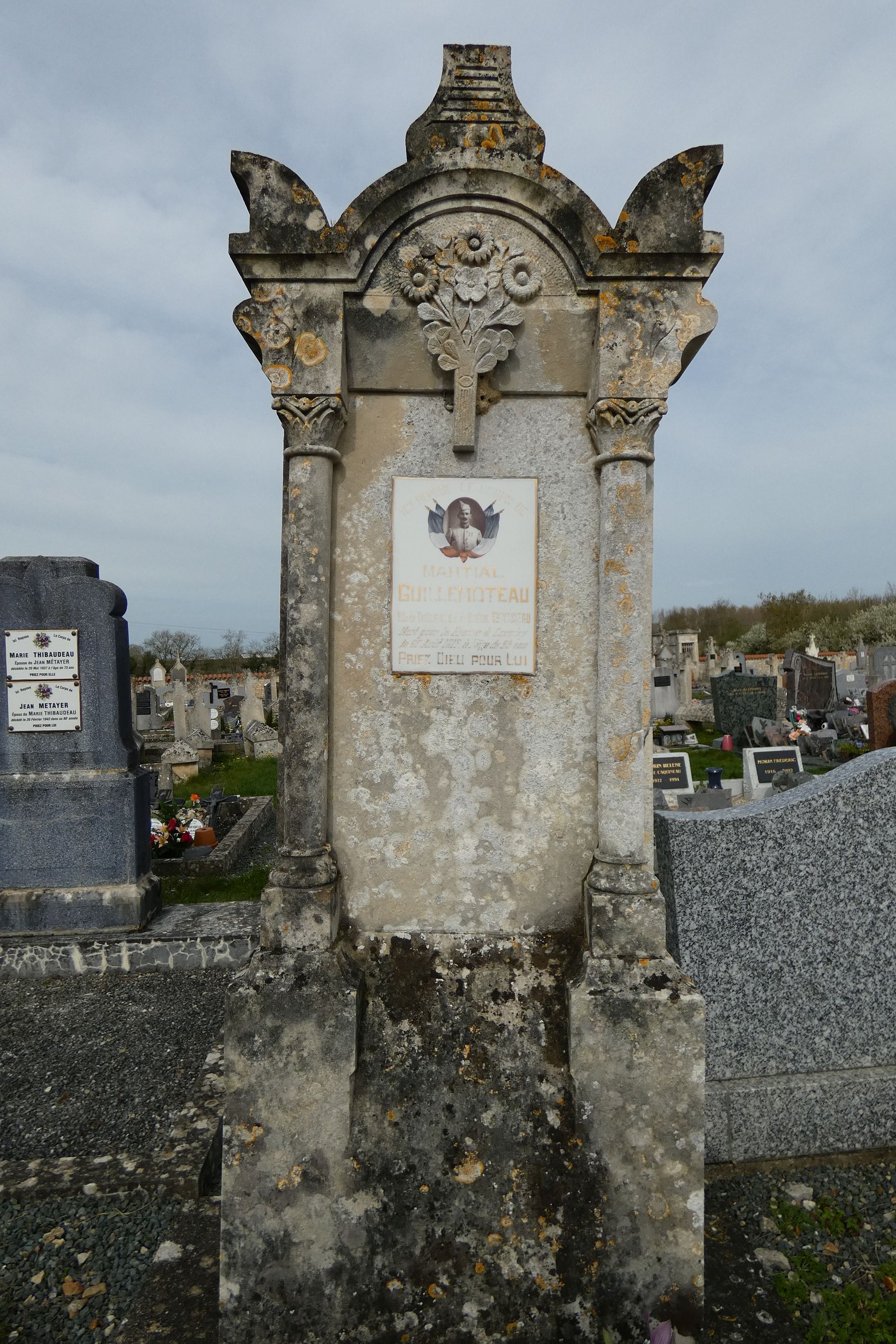 Tombeau de Martial Guillemoteau, soldat de la guerre 1914-1918