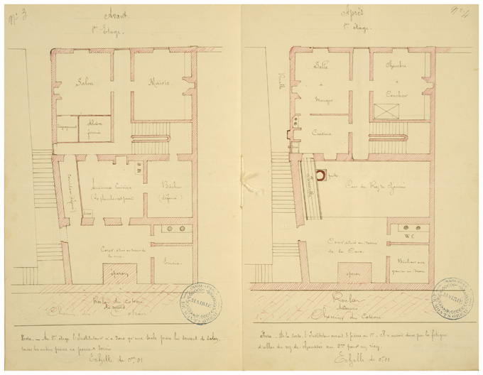 Hôtel de voyageurs des Trois Pigeons, puis maison, puis mairie et école de garçons, actuellement mairie, Montsoreau