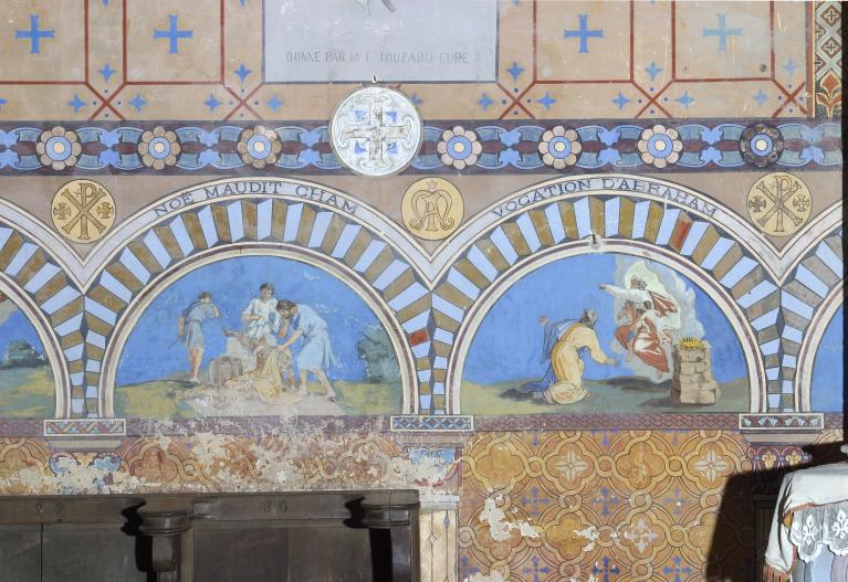 Peintures monumentales de l'église paroissiale Saint-Maurice de Conflans-sur-Anille : scènes bibliques.