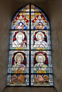 Verrière figurée : les évangélistes (baie occidentale) - Église paroissiale Saint-Denis, Saint-Denis-du-Maine
