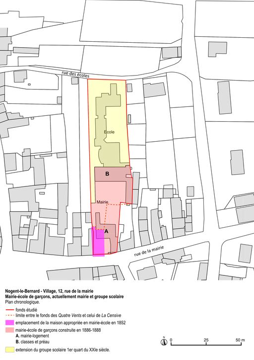 Mairie-école de garçons, actuellement mairie et groupe scolaire.