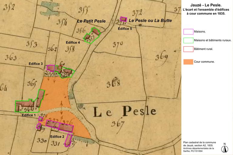 Écart et ensemble d'édifices à cour commune du Pesle