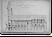 Projet de restauration : coupe longitudinale au 1/100e par Juste Lisch, architecte, le 1er mars 1861.