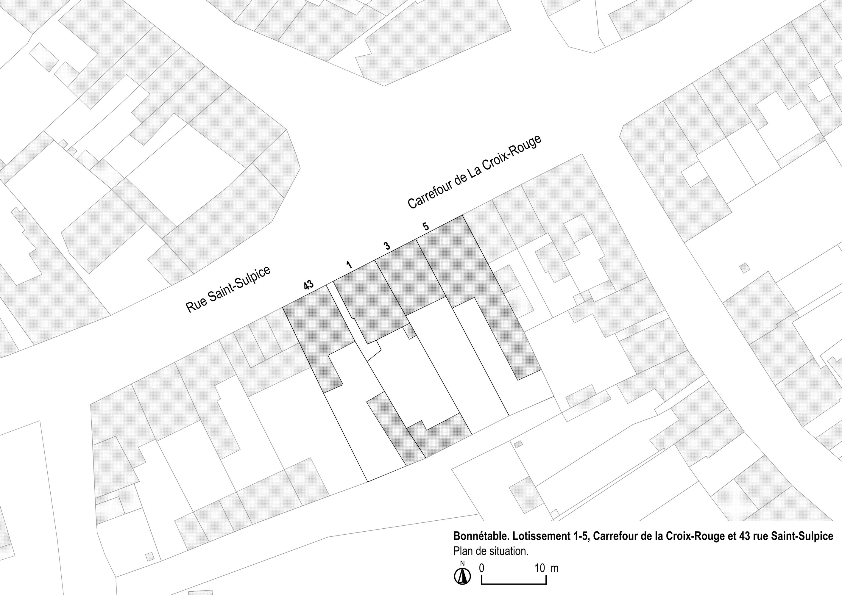 Lotissement, 43 rue Saint-Sulpice et 1-5 Carrefour de la Croix Rouge à Bonnétable.