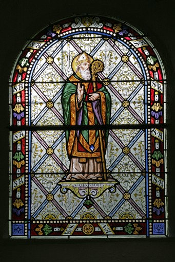 Ensemble de 4 verrières : Christ du Sacré Cœur, Vierge du Sacré Cœur, saint Joseph, saint Alexandre - Chapelle, dite ermitage Saint-Céneré, Montguyon, Saulges