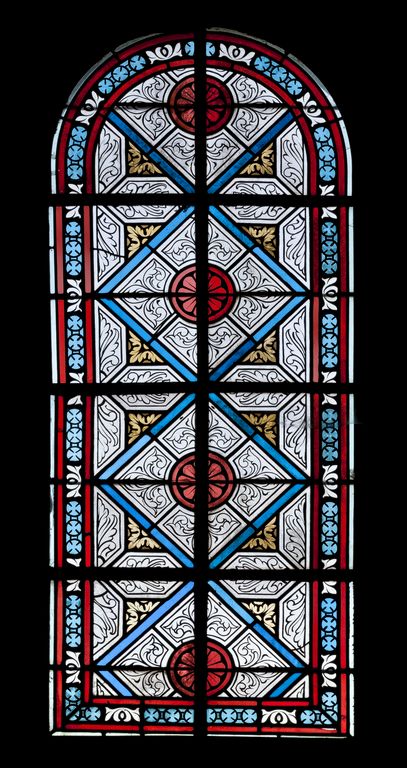 Ensemble de 7 verrières décoratives (baies 1 à 6 et 8) - Église paroissiale Saint-Pierre-et-Saint-Paul, Le Horps