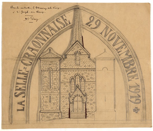 Ensemble de 6 verrières historiées : vie de saint Joseph (baies 5 à 10) - Couvent Saint-Joseph-des-Champs de sœurs de la Miséricorde, Entrammes