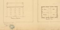 Plan de l'école des filles, 11 juillet 1889 : élévation et plan au rez-de-chaussée du logement d'enseignantes.