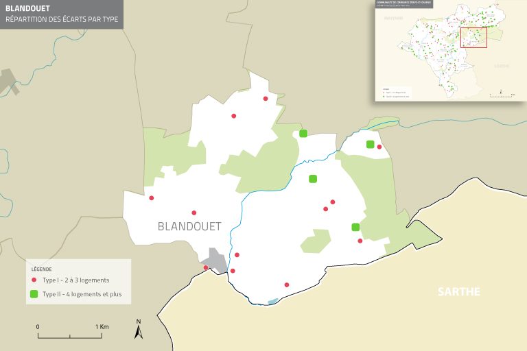 Les écarts de la commune de Blandouet