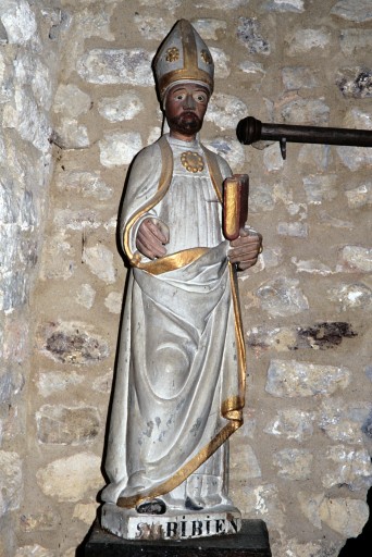 Statue : saint évêque dit saint Bibien - Chapelle Saint-Pierre, Saulges
