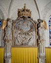 Ensemble d'un bas-relief et de deux statues : Adoration des bergers et Anges