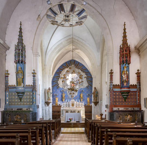 Autels à sainte Geneviève et saint Pient, retables et statues (ensemble de deux autels secondaires)