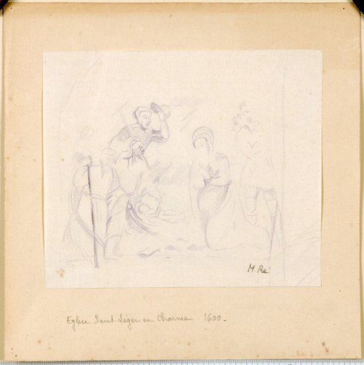 Peinture monumentale : adoration des bergers, adoration des mages - Église paroissiale Saint-Léger, Saint-Léger