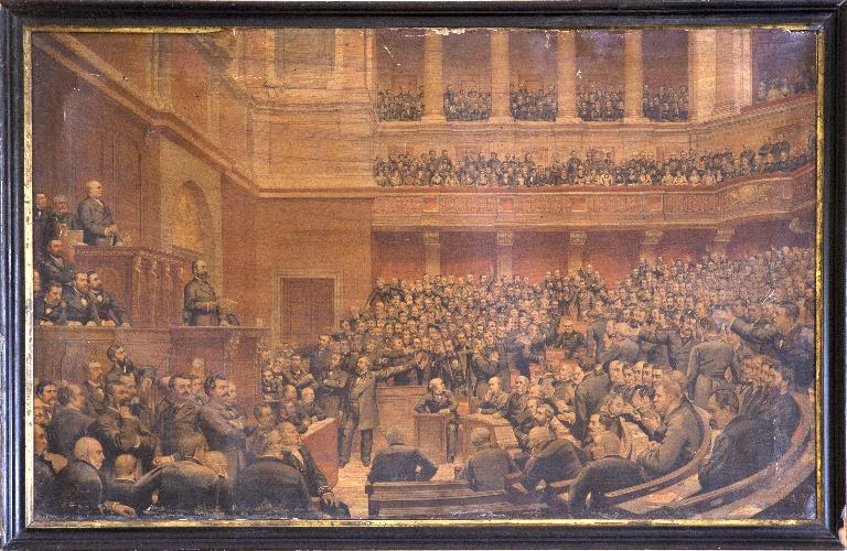 Tableau : Thiers proclamé "Libérateur du Territoire" lors de la séance de l'Assemblée Nationale