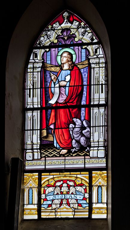 Ensemble de 4 verrières à personnage : les évangélistes (baies 5 à 8) - Église Saint-Bomer, Fontaine-Couverte