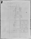 Premier projet de rétablissement de la flèche : coupe de la partie ouest de la cathédrale par Amable Macquet, architecte, en septembre 1825.