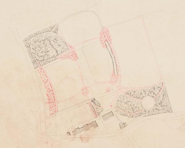 Projet de jardin pour le Domaine aux Moines à Savennières par André Leroy, vers 1840 (Archives départementales de Maine-et-Loire, 34 Fi 169). 