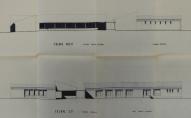 Projet de collège en 1964 : élévations de la salle d'études et de la salle de technologie.
