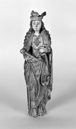 Statuette, personnage non identifié, dite Sainte couronnée