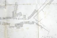 Extrait du plan d'alignement du bourg de Saulges (non exécuté), 1865 : partie centrale.