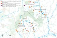 Carte de situation des moulins à eau signalés et/ou reperés, 2014.