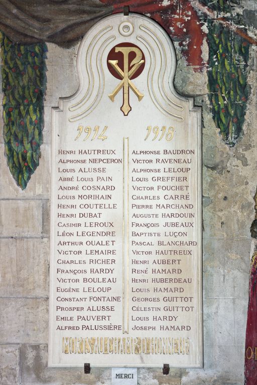 Monument aux morts, église paroissiale Saint-Aubin de Bazouges-sur-le-Loir