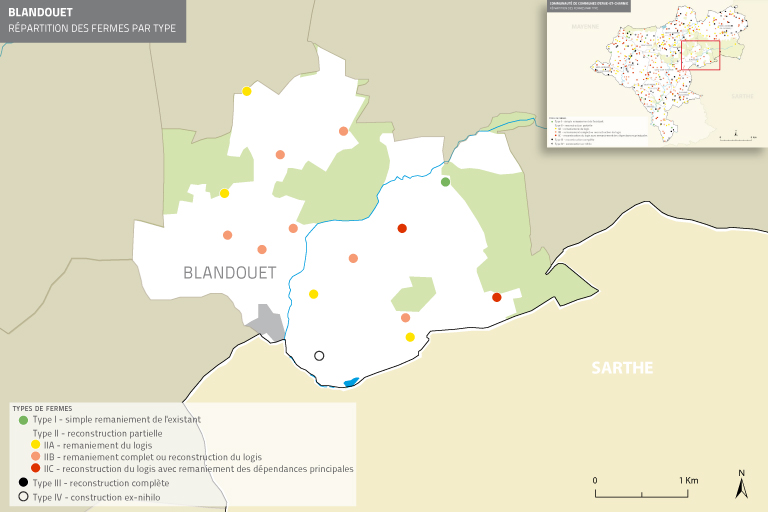 Les fermes de la commune de Blandouet