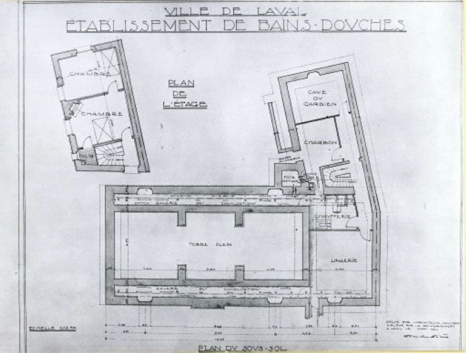 Établissement de bains dit bains-douches municipaux, 32 quai Albert-Goupil, Laval