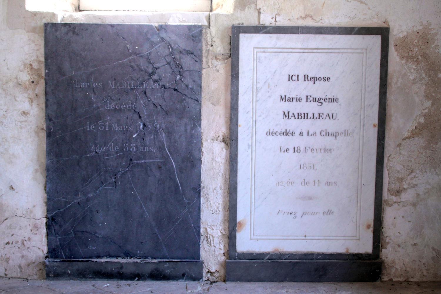 Présentation des objets mobiliers de la chapelle de la famille Mabilleau