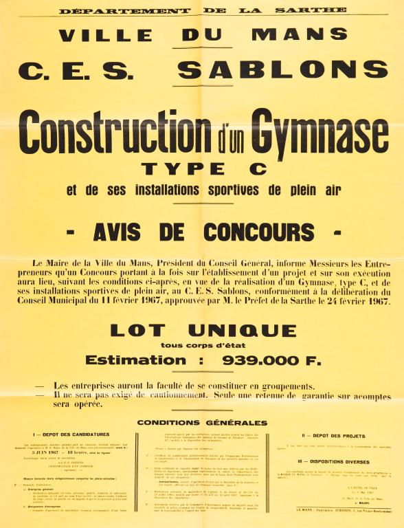 Affiche pour le concours du gymnase Alain-Fournier.