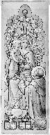 Carton de la verrière 10 : apparition de la Vierge à saint Dominique.