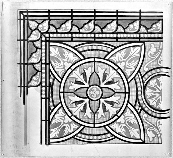 Ensemble de 3 verrières décoratives (baies 1, 2 et baie occidentale) - Église paroissiale Saint-Georges, Martigné-sur-Mayenne