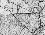 La porte de l'Epine, au centre, à son emplacement médiéval, sur une carte des marais entre Luçon et Marans, par Siette, en 1648.
